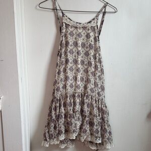 2016 Floral Mini Dress with Lace Accents